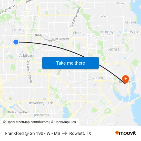 Frankford @ Sh 190 - W -  MB to Rowlett, TX map