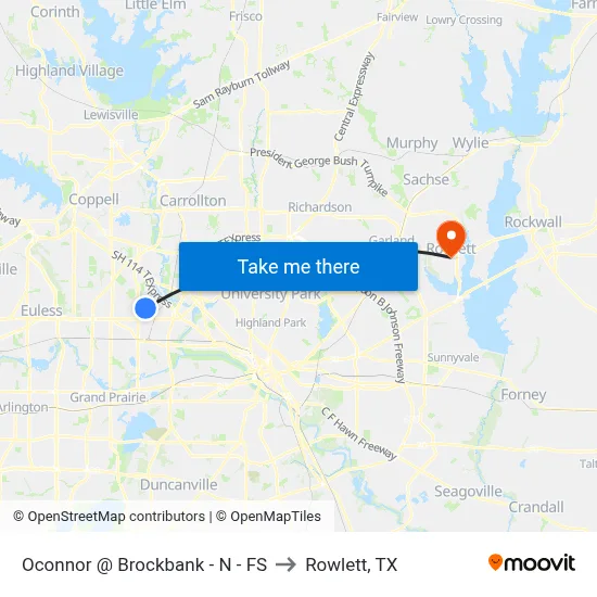 Oconnor @ Brockbank - N - FS to Rowlett, TX map