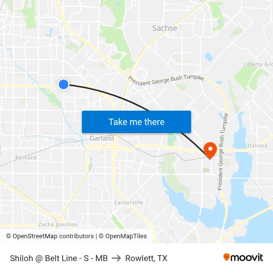 Shiloh @ Belt Line - S - MB to Rowlett, TX map