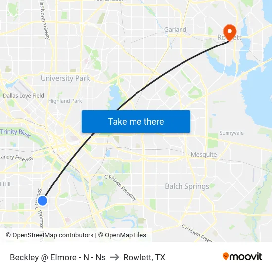 Beckley @ Elmore - N - Ns to Rowlett, TX map