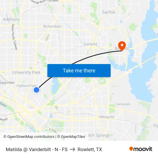 Matilda @ Vanderbilt - N - FS to Rowlett, TX map