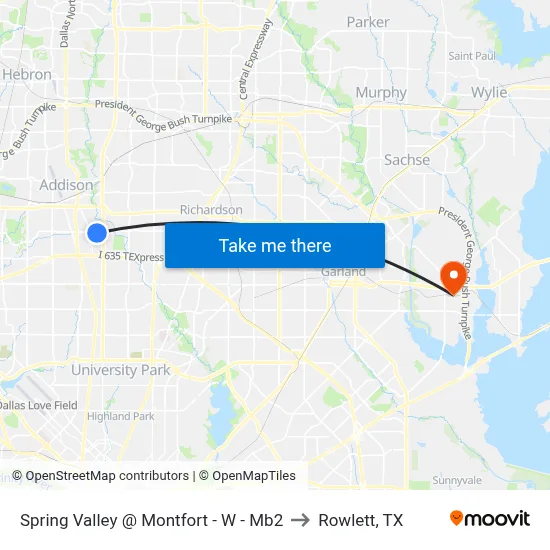 Spring Valley @ Montfort - W - Mb2 to Rowlett, TX map
