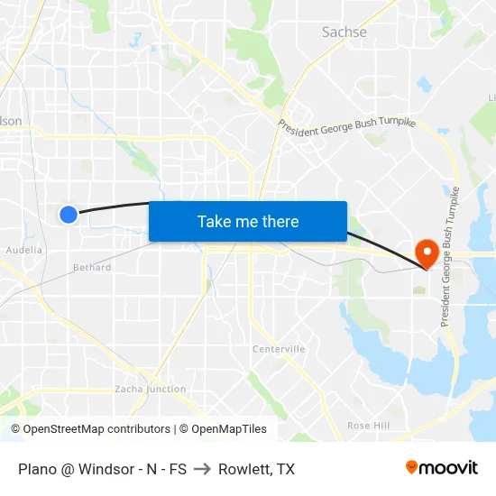 Plano @ Windsor - N - FS to Rowlett, TX map