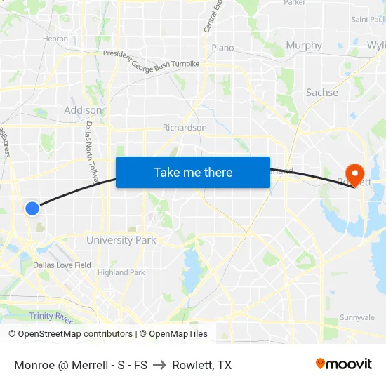 Monroe @ Merrell - S - FS to Rowlett, TX map