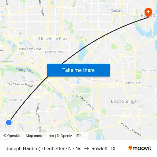 Joseph Hardin @ Ledbetter - N - Ns to Rowlett, TX map