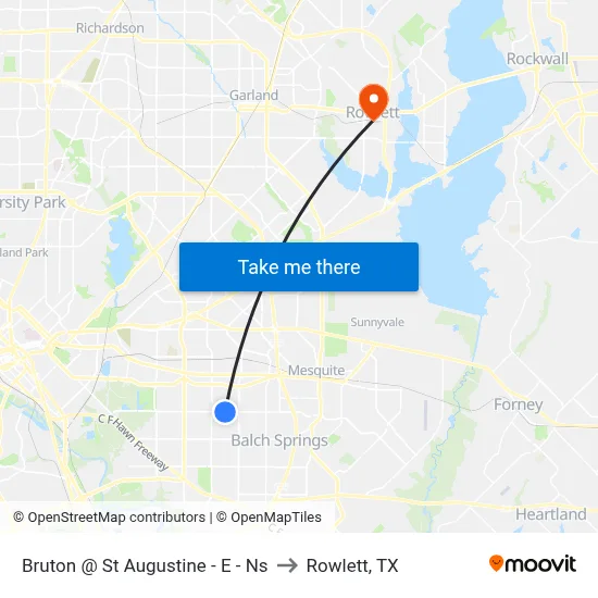 Bruton @ St Augustine - E - Ns to Rowlett, TX map