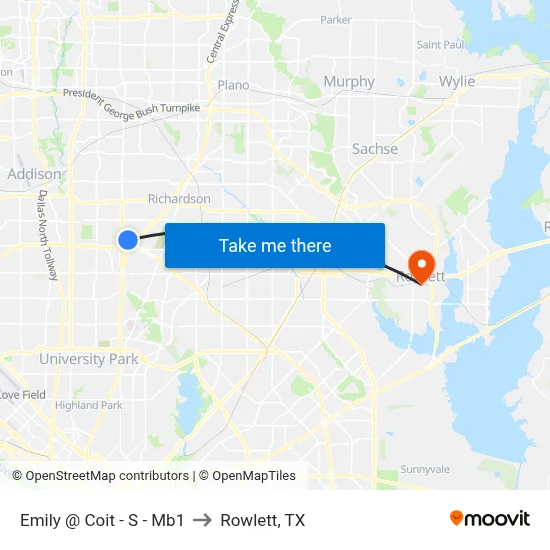 Emily @ Coit - S - Mb1 to Rowlett, TX map