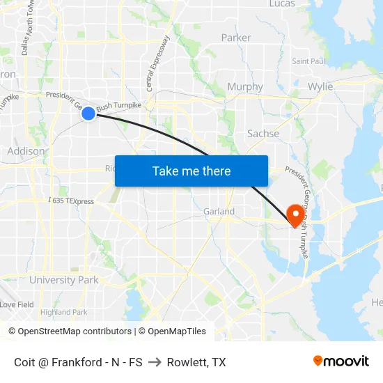 Coit @ Frankford - N - FS to Rowlett, TX map
