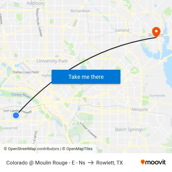 Colorado @ Moulin Rouge - E - Ns to Rowlett, TX map