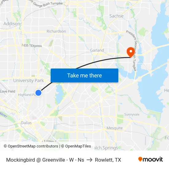 Mockingbird @ Greenville - W - Ns to Rowlett, TX map