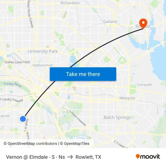 Vernon @ Elmdale - S - Ns to Rowlett, TX map