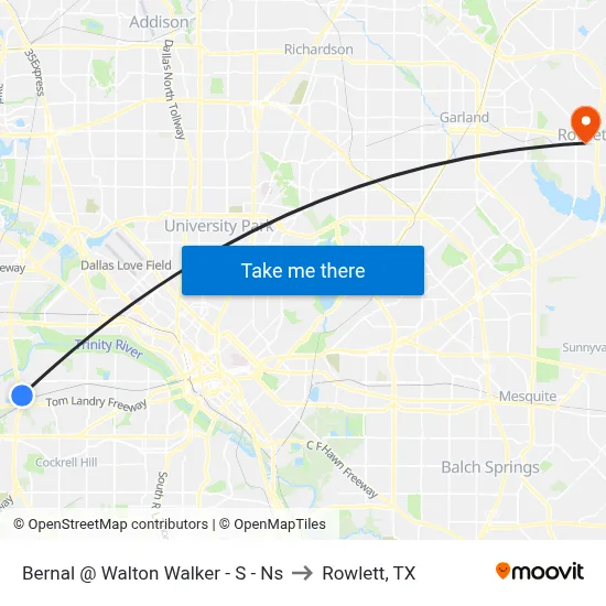 Bernal @ Walton Walker - S - Ns to Rowlett, TX map