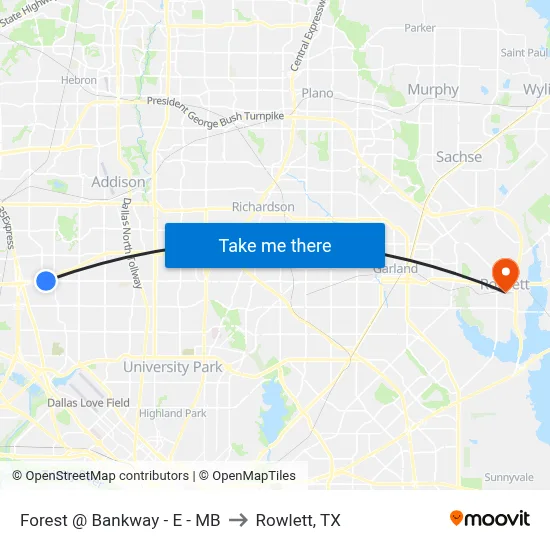 Forest @ Bankway - E - MB to Rowlett, TX map