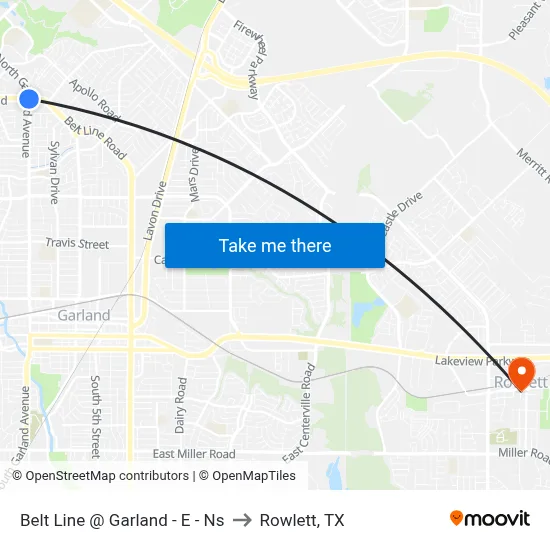 Belt Line @ Garland - E - Ns to Rowlett, TX map