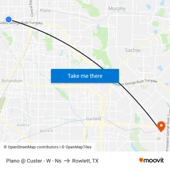 Plano @ Custer - W - Ns to Rowlett, TX map