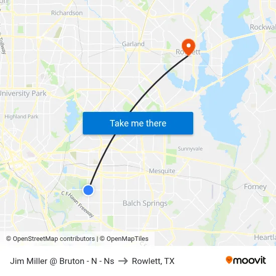 Jim Miller @ Bruton - N - Ns to Rowlett, TX map