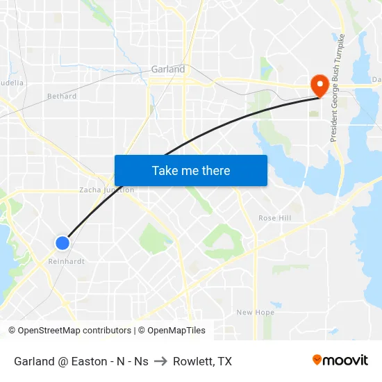 Garland @ Easton - N - Ns to Rowlett, TX map