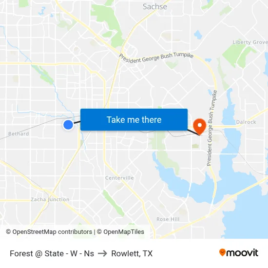 Forest @ State - W - Ns to Rowlett, TX map
