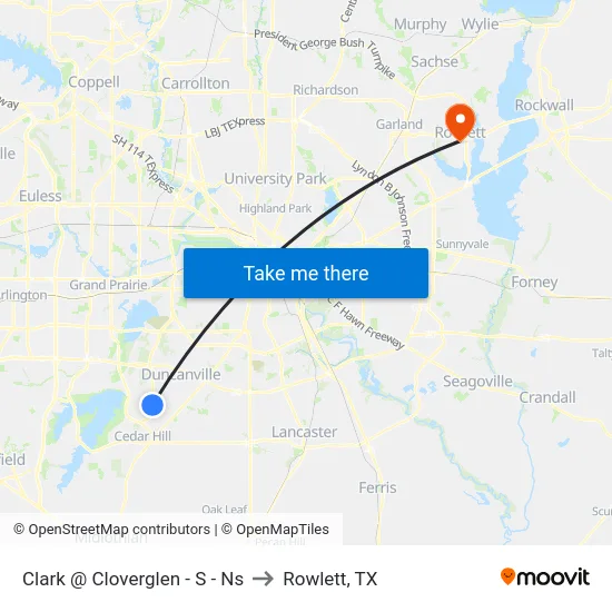 Clark @ Cloverglen - S - Ns to Rowlett, TX map