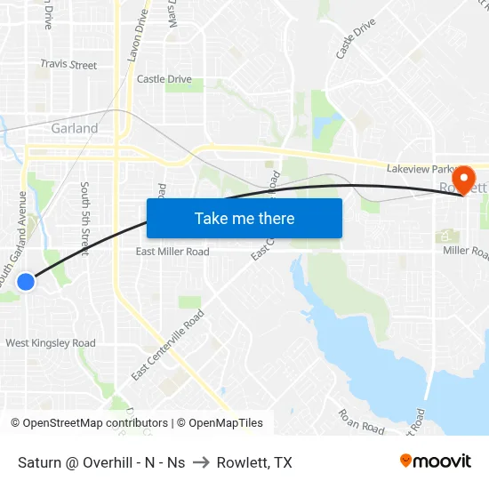 Saturn @ Overhill - N - Ns to Rowlett, TX map