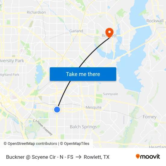 Buckner @ Scyene Cir - N - FS to Rowlett, TX map