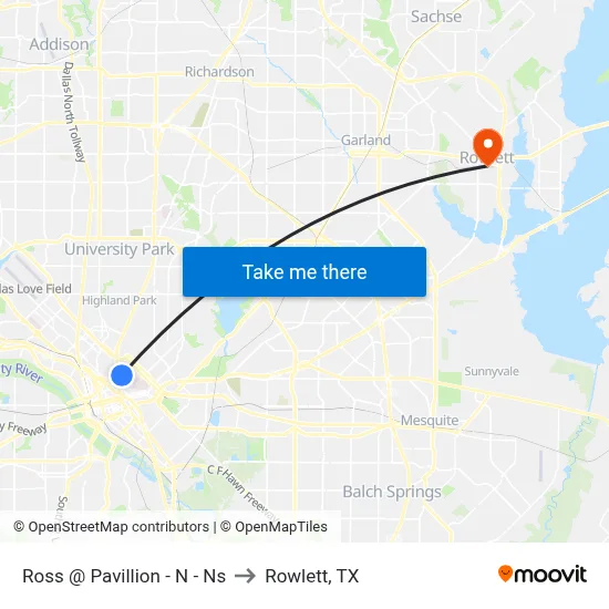 Ross @ Pavillion - N - Ns to Rowlett, TX map