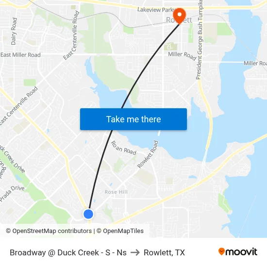 Broadway @ Duck Creek - S - Ns to Rowlett, TX map