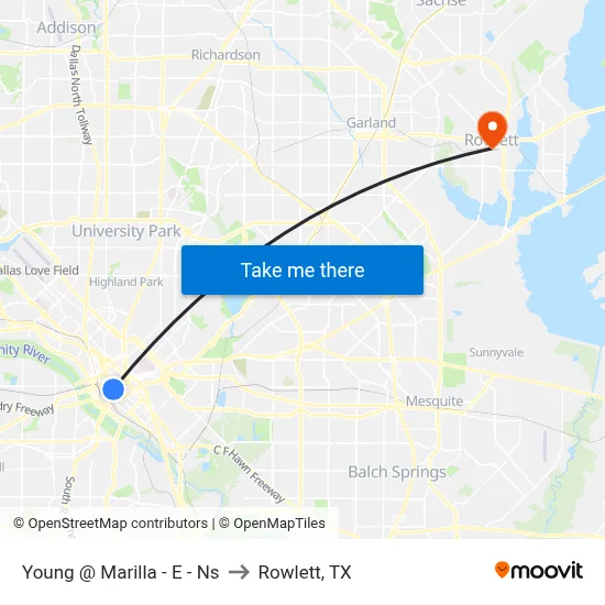 Young @ Marilla - E - Ns to Rowlett, TX map