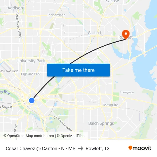 Cesar Chavez @ Canton - N - MB to Rowlett, TX map
