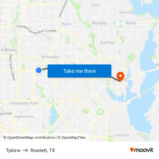 Tpkirw to Rowlett, TX map