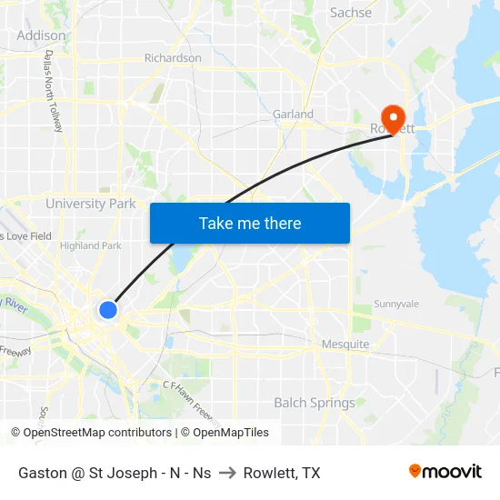 Gaston @ St Joseph - N - Ns to Rowlett, TX map