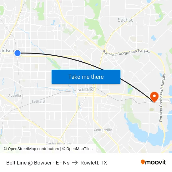 Belt Line @ Bowser - E - Ns to Rowlett, TX map
