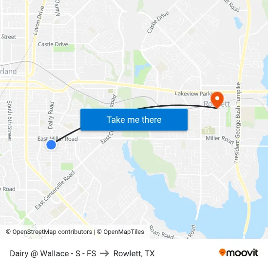 Dairy @ Wallace - S - FS to Rowlett, TX map