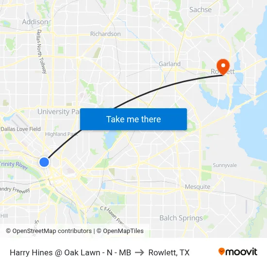Harry Hines @ Oak Lawn - N - MB to Rowlett, TX map