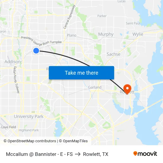 Mccallum @ Bannister - E - FS to Rowlett, TX map
