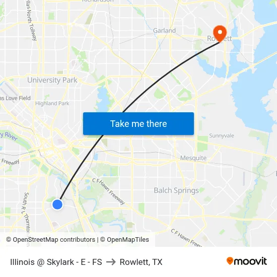 Illinois @ Skylark - E - FS to Rowlett, TX map