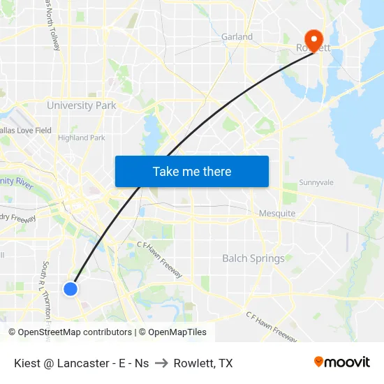 Kiest @ Lancaster - E - Ns to Rowlett, TX map