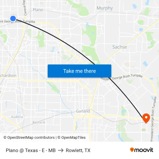 Plano @ Texas - E - MB to Rowlett, TX map