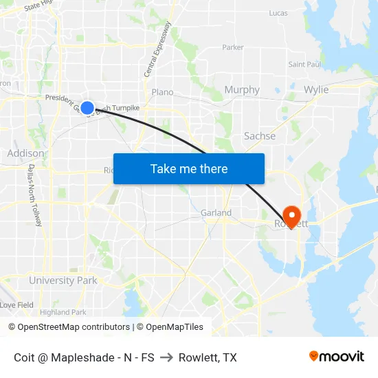 Coit @ Mapleshade - N - FS to Rowlett, TX map