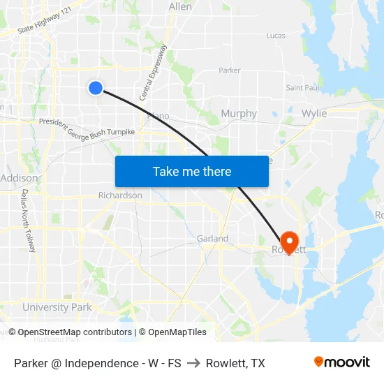 Parker @ Independence - W - FS to Rowlett, TX map