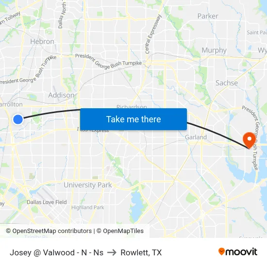 Josey @ Valwood - N - Ns to Rowlett, TX map