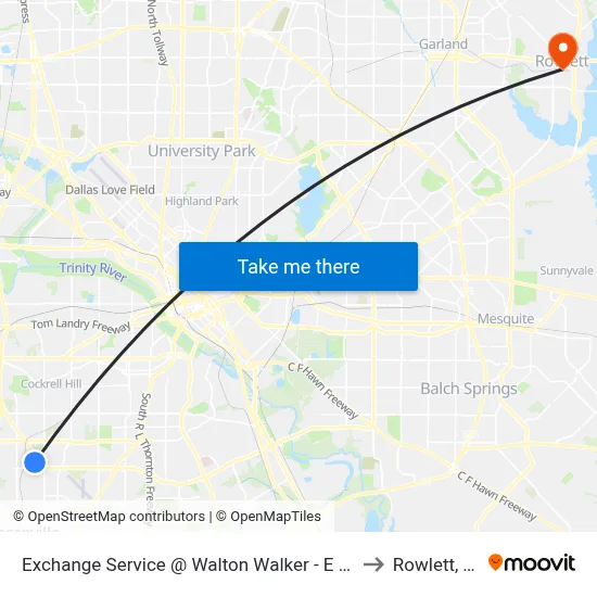 Exchange Service @ Walton Walker - E - MB to Rowlett, TX map