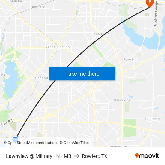 Lawnview @ Military - N - MB to Rowlett, TX map