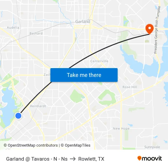 Garland @ Tavaros - N - Ns to Rowlett, TX map