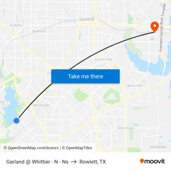 Garland @ Whittier - N - Ns to Rowlett, TX map