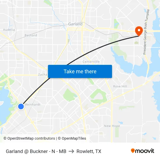Garland @ Buckner - N - MB to Rowlett, TX map