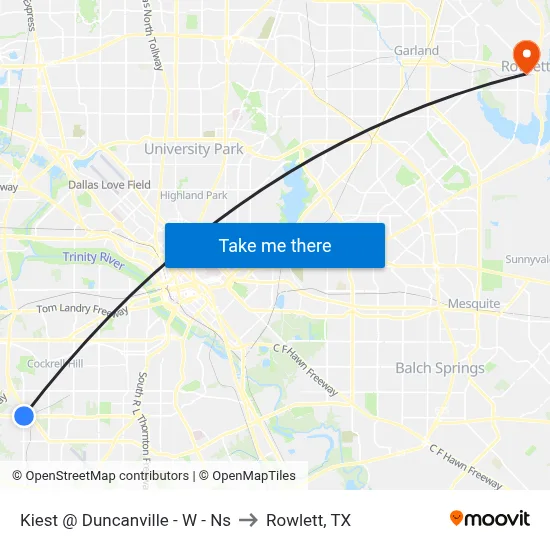 Kiest @ Duncanville - W - Ns to Rowlett, TX map