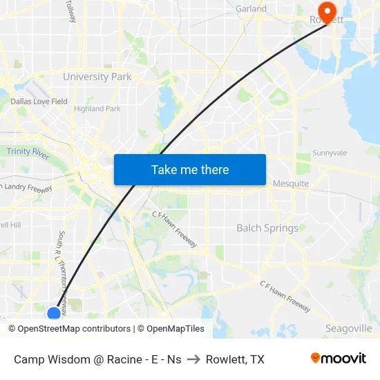 Camp Wisdom @ Racine - E - Ns to Rowlett, TX map