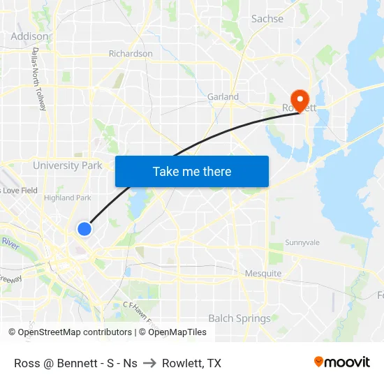 Ross @ Bennett - S - Ns to Rowlett, TX map