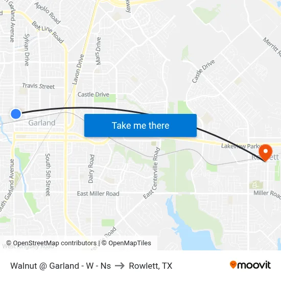 Walnut @ Garland - W - Ns to Rowlett, TX map